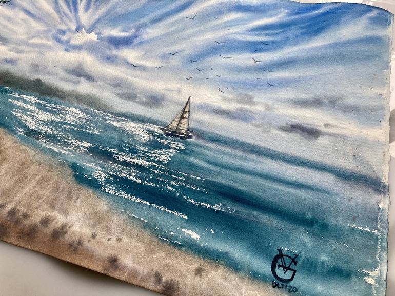 Original Impressionism Seascape Painting by Valeria Golovenkina