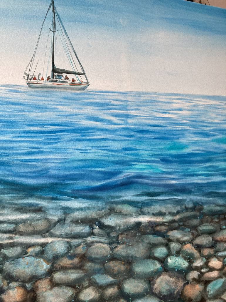 Original Minimalism Seascape Painting by Valeria Golovenkina