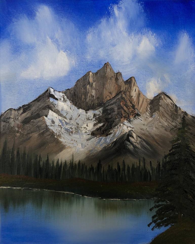Mountain lake Painting by Jason Daffoli | Saatchi Art
