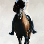 Equestrian portrait painting of Michelle and Icelander pony by Bo Bakker