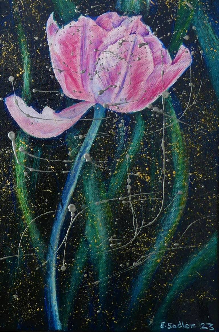 Original Abstract Floral Painting by Elizabeth Sadler