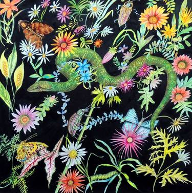 'Innocent among Flowers'. Hidden Snake thumb