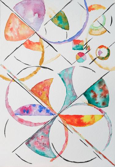 Original Abstract Geometric Paintings by Irene Tampa