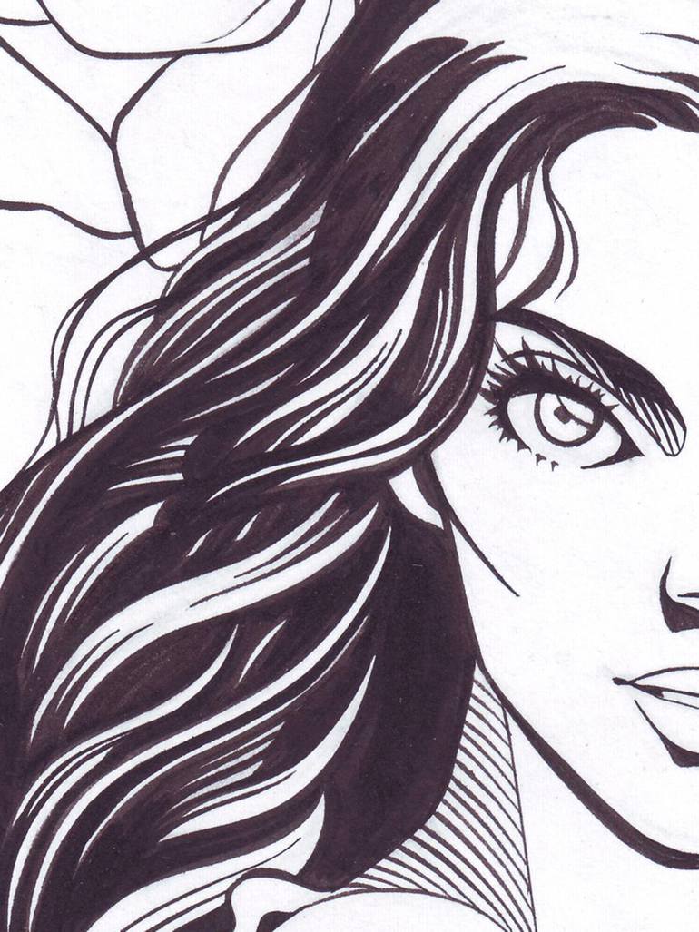 Original Romanticism Women Drawing by Aileen Oracion