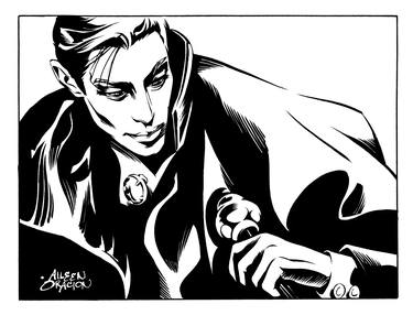 Film NOIR Art: Classic Portrait of COUNT DRACULA Ink thumb