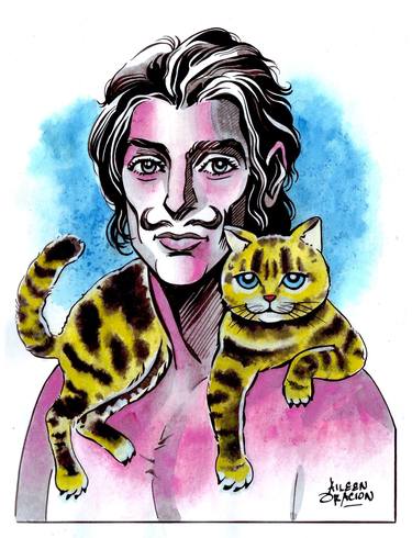 SALVADOR DALI & Cat Babou Pop Art Portrait thumb
