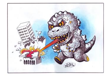 Cute CHIBI GODZILLA Monster Cub Pop Art thumb