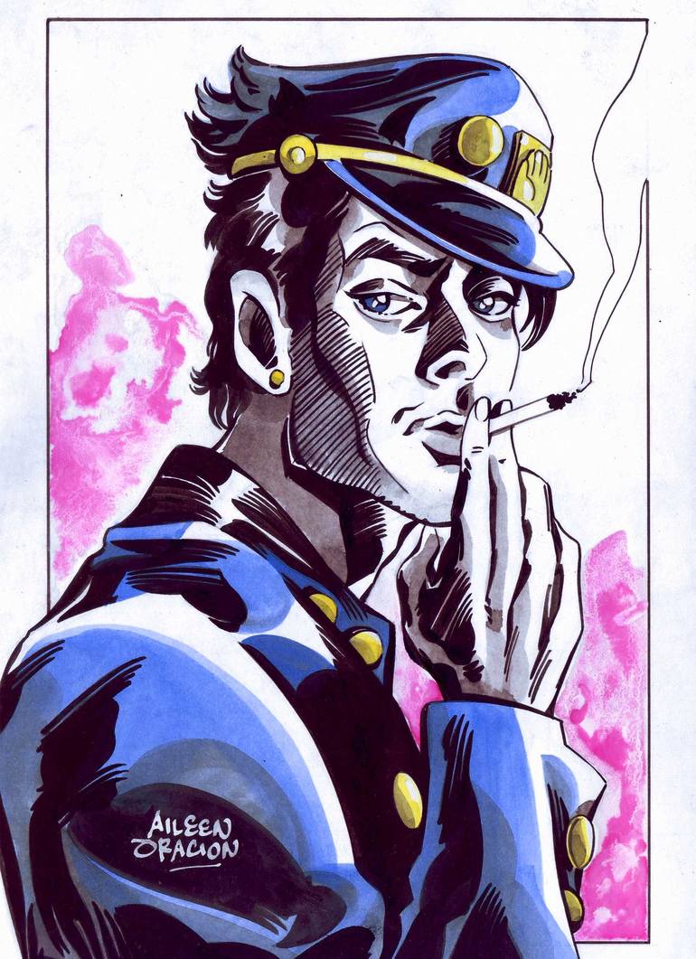 Jotaro Kujo Portrait: JOJO Anime Pop Art Painting by Aileen Oracion