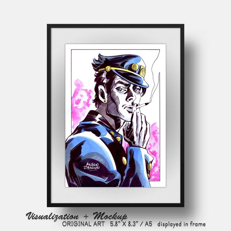 Jotaro Kujo Portrait: JOJO Anime Pop Art Painting by Aileen Oracion