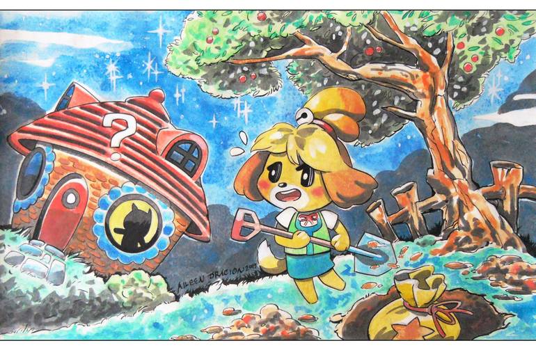 Isabelle S Burried Treasure Animal Crossing Game Art Painting By Aileen Oracion Saatchi Art