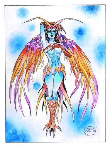 Mythology The Harpy Silene Sirene Devilman Anime Manga Comic Art Painting By Aileen Oracion Saatchi Art