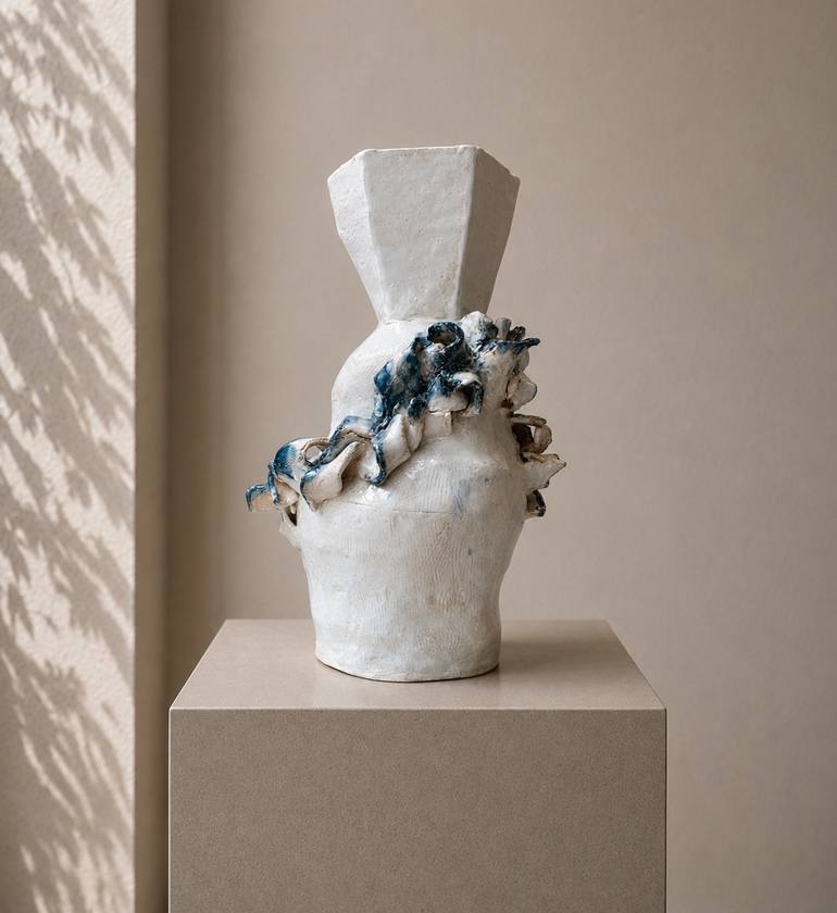 Original Abstract Sculpture by Kelly Durieu | Abstract Art on Ceramic | ENCIRCLED SILENCE