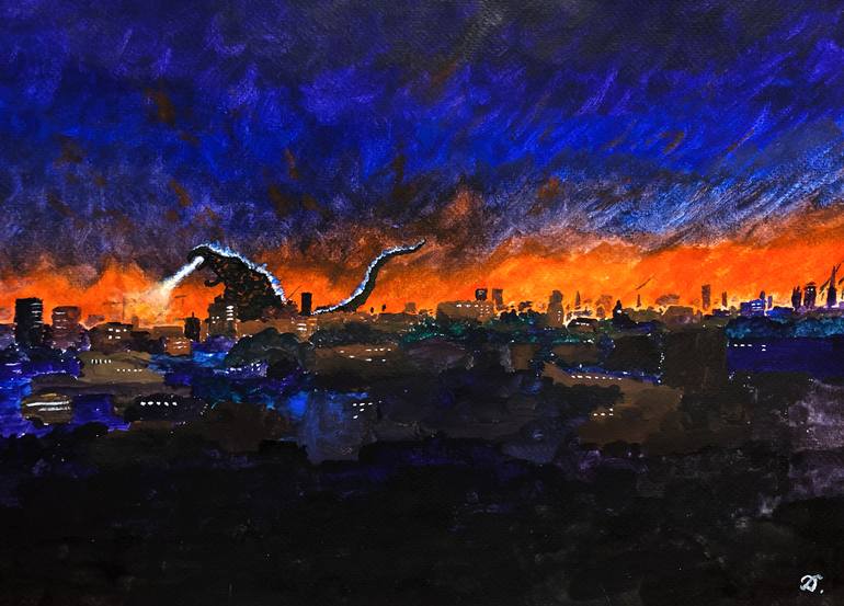 Shin Godzilla Over London Landscape