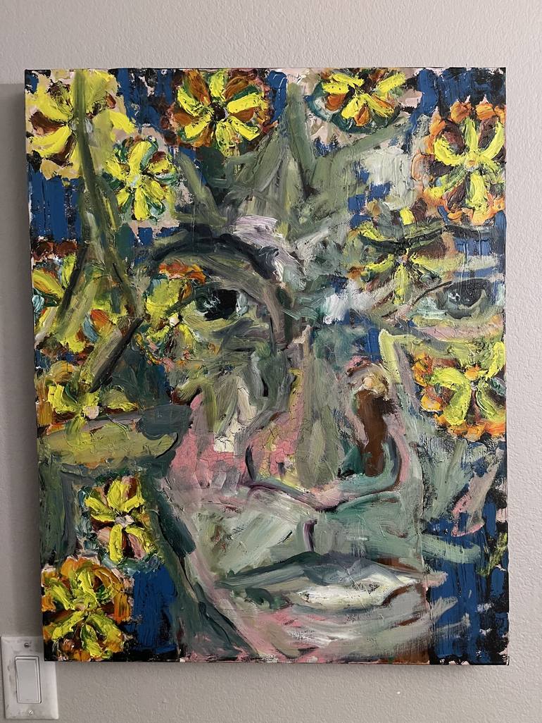 Original Abstract Expressionism Floral Painting by Micah Chaim Thomas