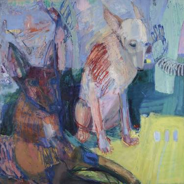 Print of Dogs Paintings by Julie Karpodini