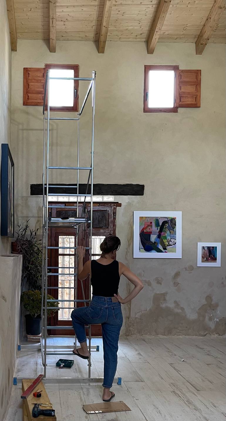 Original Abstract Expressionism Dogs Painting by Julie Karpodini