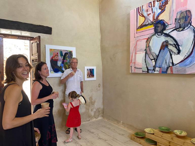 Original Abstract Expressionism Dogs Painting by Julie Karpodini