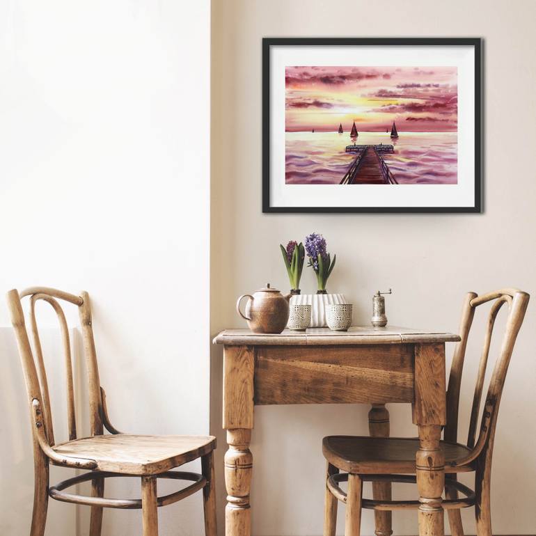 Original Impressionism Boat Painting by Lia Amarta Ignatova