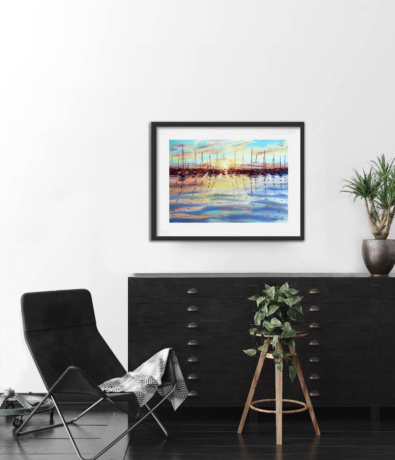 Original Impressionism Boat Painting by Lia Amarta Ignatova