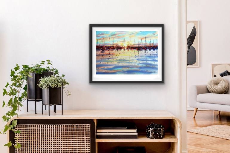 Original Impressionism Boat Painting by Lia Amarta Ignatova