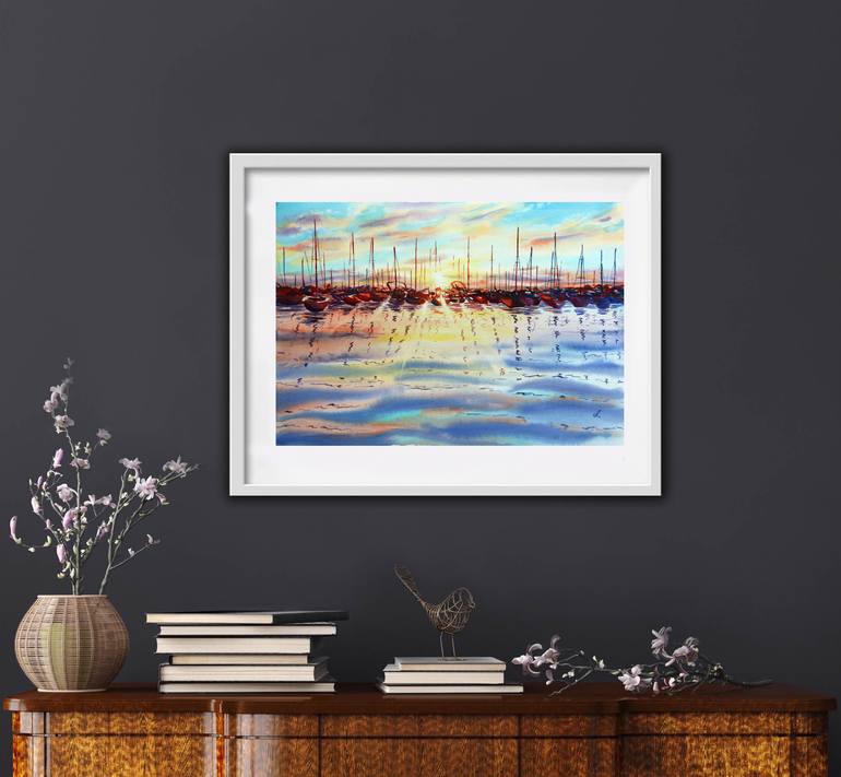 Original Impressionism Boat Painting by Lia Amarta Ignatova