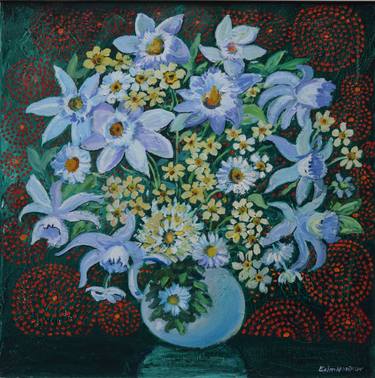Original Fine Art Floral Painting by Efim Novikov
