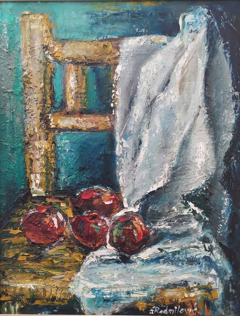 Still life with art supplies Painting by Sanja Radmilovic