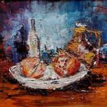 Still life with art supplies Painting by Sanja Radmilovic