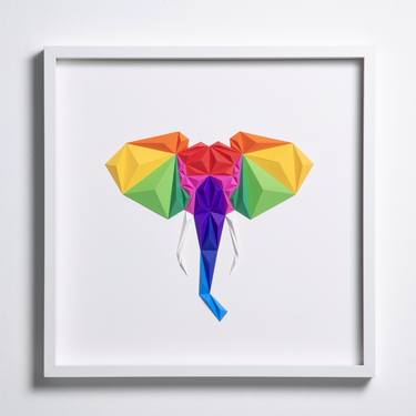 Elephant Multicolor - White | Paper Artwork thumb