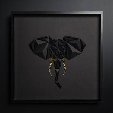 ELEPHANT PORTRAIT / Black/Gold | Paper Artwork thumb