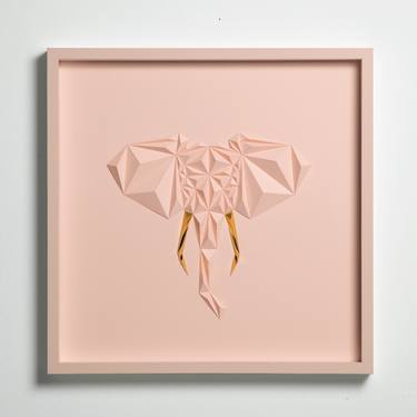 ELEPHANT PORTRAIT | Pink/Gold | Paper Artwork thumb