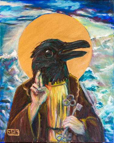 Raven Prophet | Classic Renaissance Bird Painting thumb