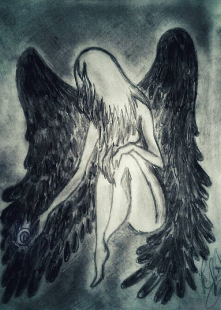 dark angel girl drawing