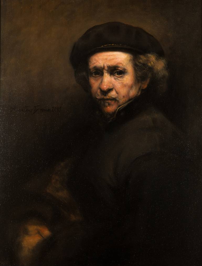 Rembrandt Self Portrait Master Copy Painting by Alastair Brown ...