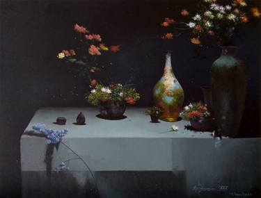 Original Still Life Paintings by Benjamin Alejandro Luna Ramírez