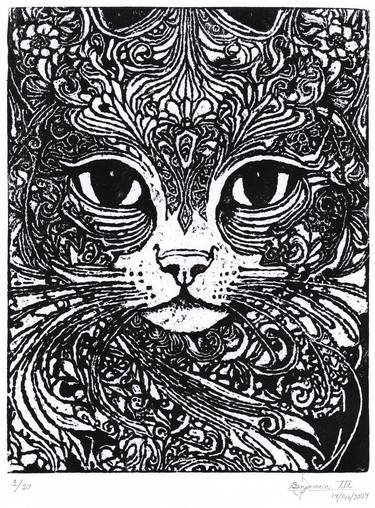 Original Art Nouveau Animal Printmaking by Benjamin Alejandro Luna Ramírez