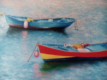 Original Figurative Boat Paintings by Benjamin Alejandro Luna Ramírez