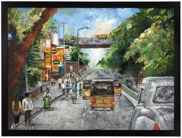 Original Figurative Cities Paintings by Afshana Sharmeen