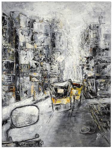 Original Abstract Expressionism Cities Paintings by Afshana Sharmeen