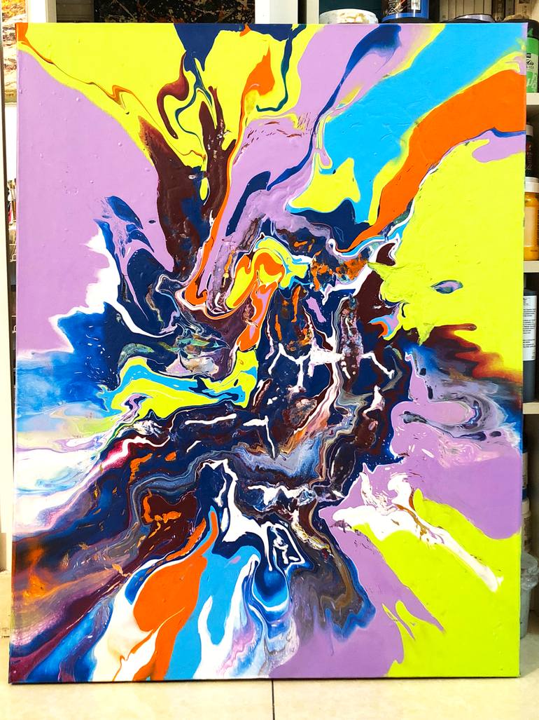 Original Dada Abstract Painting by Jen Du