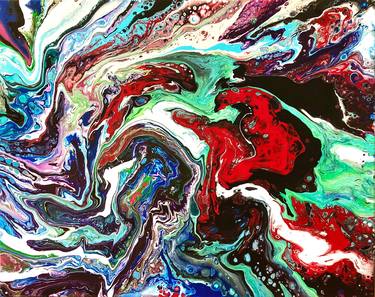 "beast roaring" Abstract Acrylic Fluid Pouring Painting thumb