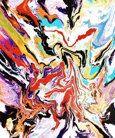 "Dancing beast" Abstract Acrylic Fluid Pouring Painting thumb