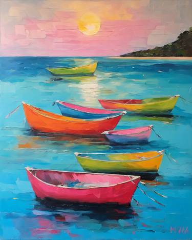 Original Impressionism Boat Paintings by Sanja Jančić