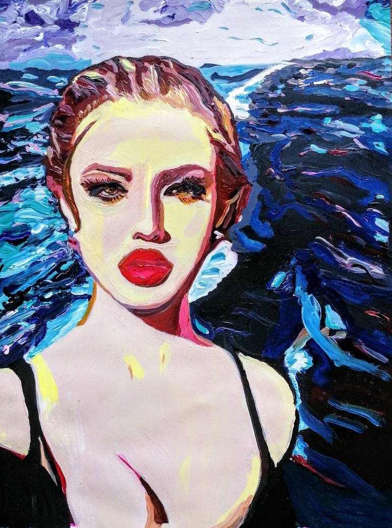 Woman and the sea Painting by Sanja Jančić | Saatchi Art