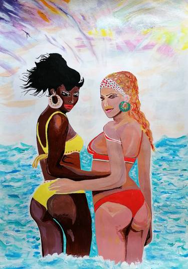 Original Figurative Beach Paintings by Sanja Jančić