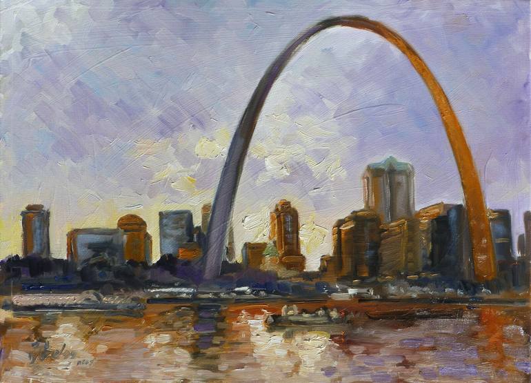 St Louis Arch Wall Decor Watercolor Painting Skyline Print 