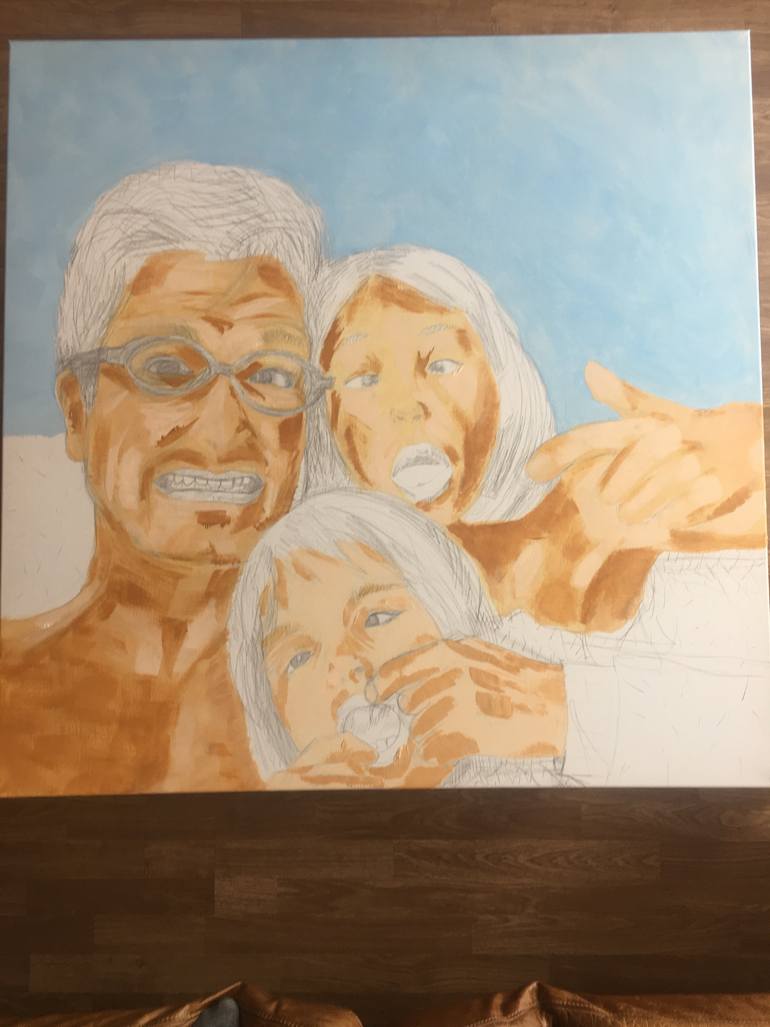 Original Expressionism People Painting by Cousin Richard