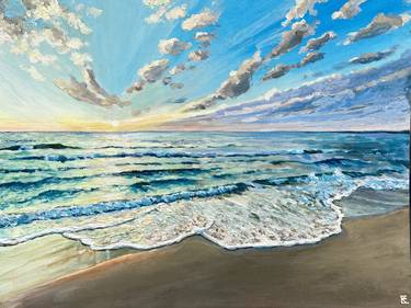 Original acrylic painting Sunset on the beach thumb