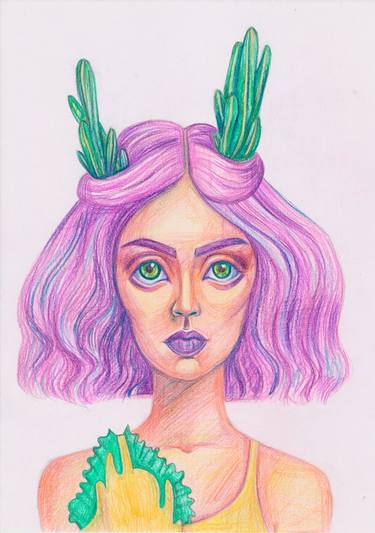 girl with cacti in her hair thumb