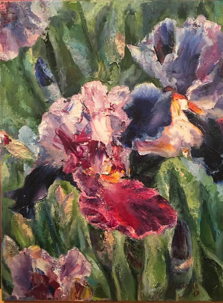 Irises Painting by Elena Mikhailova | Saatchi Art